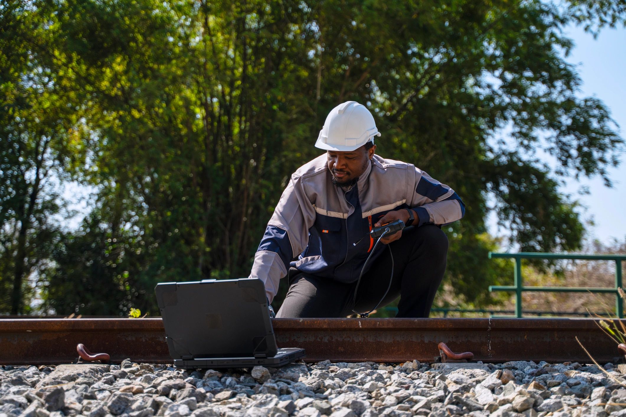 Utility field inspection with electronic testing equipment